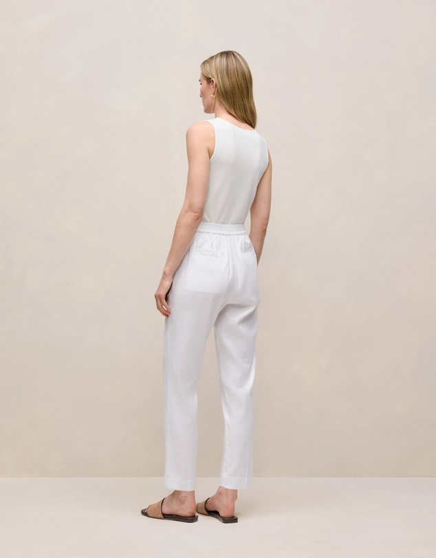Trenery - Stretch Linen Blend Pull On Pant in White