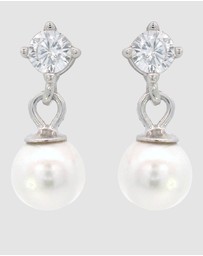 Georgini - Georgini Adagio Touch Of Sparkle Dangle Drop Pearl Earrings Silver