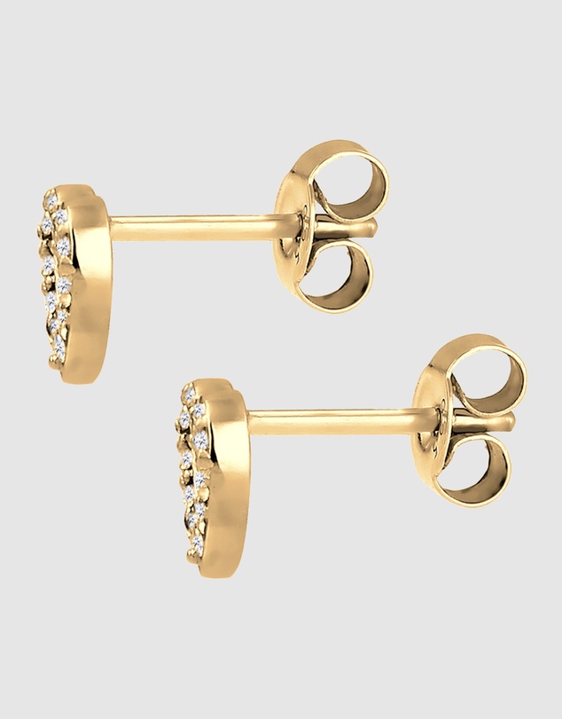 Elli Jewelry - Crystal Heart Stud Earrings in Gold-Plated 925 Silver