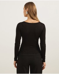 Atmos&Here - Wool Blend Henley Long Sleeve Top