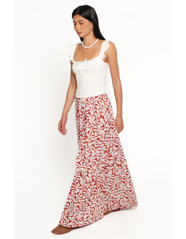 Petal & Pup - Ivie Maxi Skirt - Red Floral