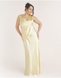 Six Stories - Plunge Drape Detail Satin Bridesmaid Dress