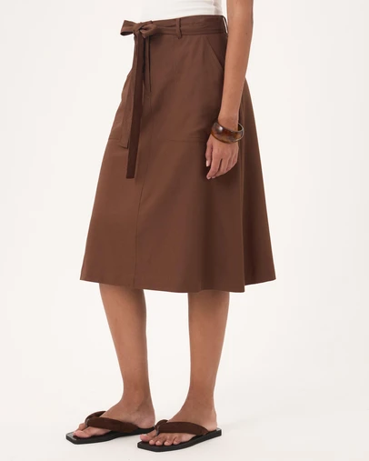 Atmos&Here - Ava Linen Blend Tie Waist Midi Skirt