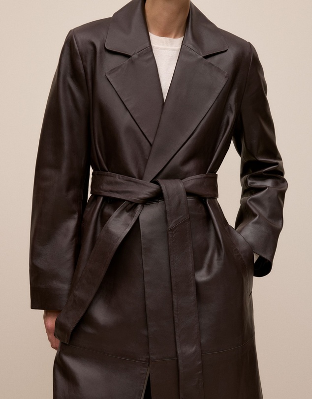 Trenery - Leather Trench Coat in Coffee Bean