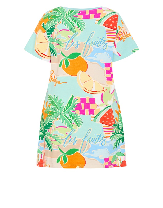 City Chic - Plus size Summer Love Print Sleep Shirt - mint