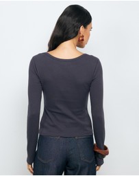 AERE - Sara Long Sleeve Rib Top