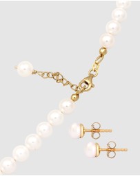 Elli Jewelry - Jewelry Set Classic Pearl 925 Sterling Silver Gold-Plated