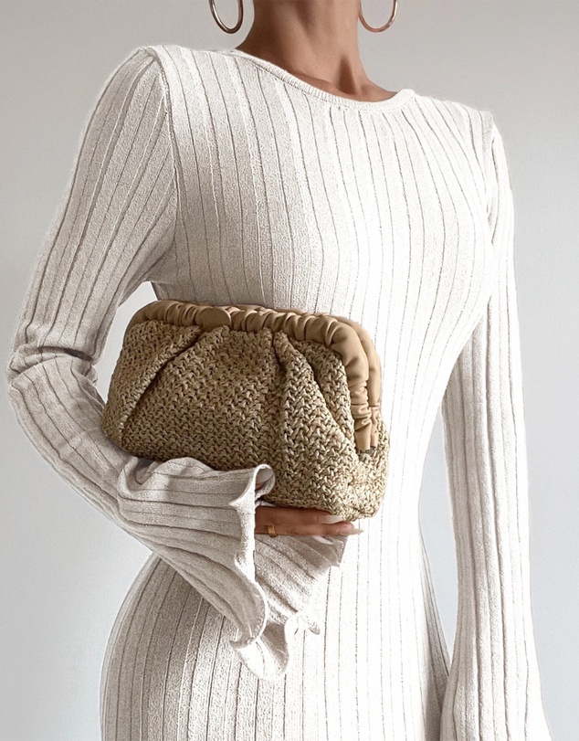 Olga Berg - AMALIA Pleated Woven Clutch
