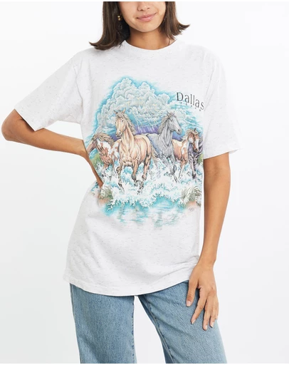 Vintage by The Real Deal - Pre Loved - Vintage 90s Dallas Texas Horse Wildlife Tee