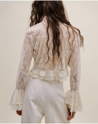 M.N.G - Ruffled Embroidered Blouse