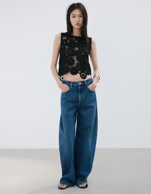 M.N.G - Embroidered Top with Openwork Details
