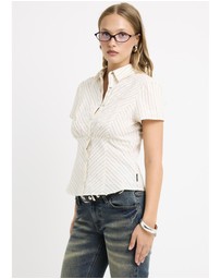 Insight - Zahra Short Sleeeve Bias Stripe Shirt