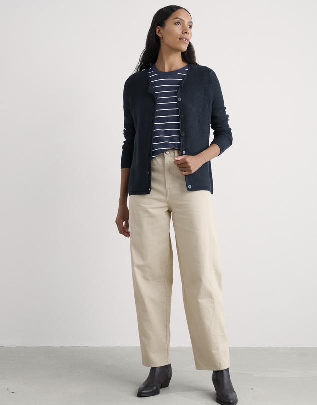 Seasalt - Seasalt Cornwall Navy Makers Jersey Roll Neck Cardigan