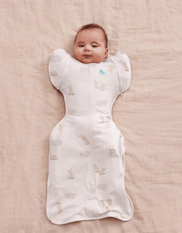 Love to Dream - Swaddle Up™ Transition Bag 1.0 TOG Stretch Cotton Cloud Bunnies White