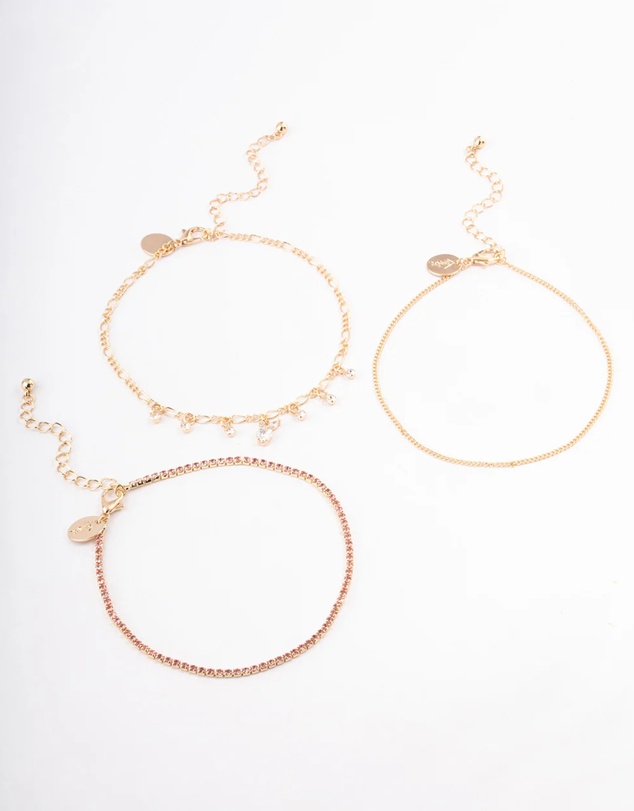 Lovisa - Gold Cup Chain Apple Anklet Pack