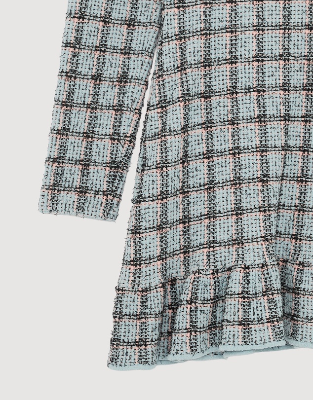 Revibe - Repaired Self Portrait Check Knit Mini Dress - AU 10