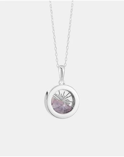 Rachel Jackson - Small Deco Sun Amulet December Birthstone Silver Tanzanite Necklace (Wisdom & Protection)