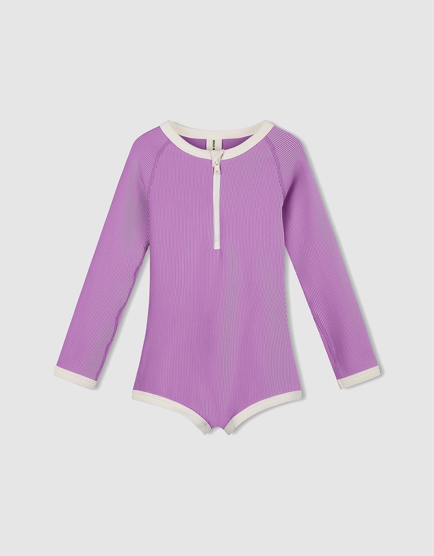 Zulu & Zephyr Mini - Mini Stripe Rib Rashie Onesie - Babies-Teens