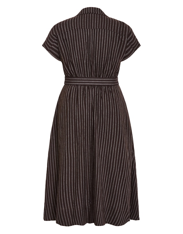 City Chic - Plus size Eva Belted Stripe Dress - chocolate