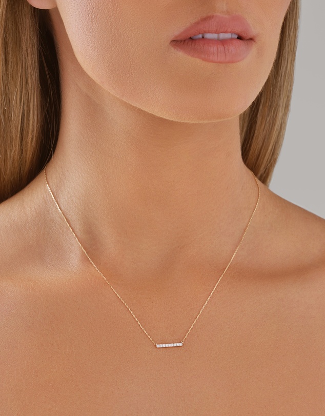 Michael Hill - Bar Necklace with 0.10 Carat TW of Diamonds in 10kt Yellow Gold