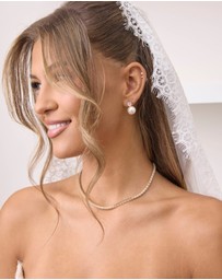 The White Collection - Annabelle - Classic Gold Pearl Bridal Earrings
