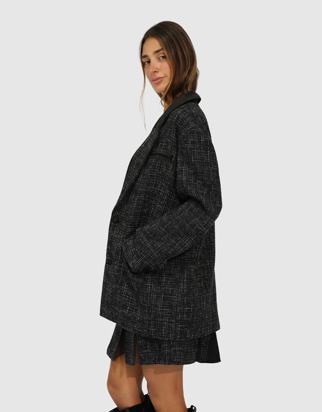 Belle & Bloom - City Noir Tweed Oversized Blazer