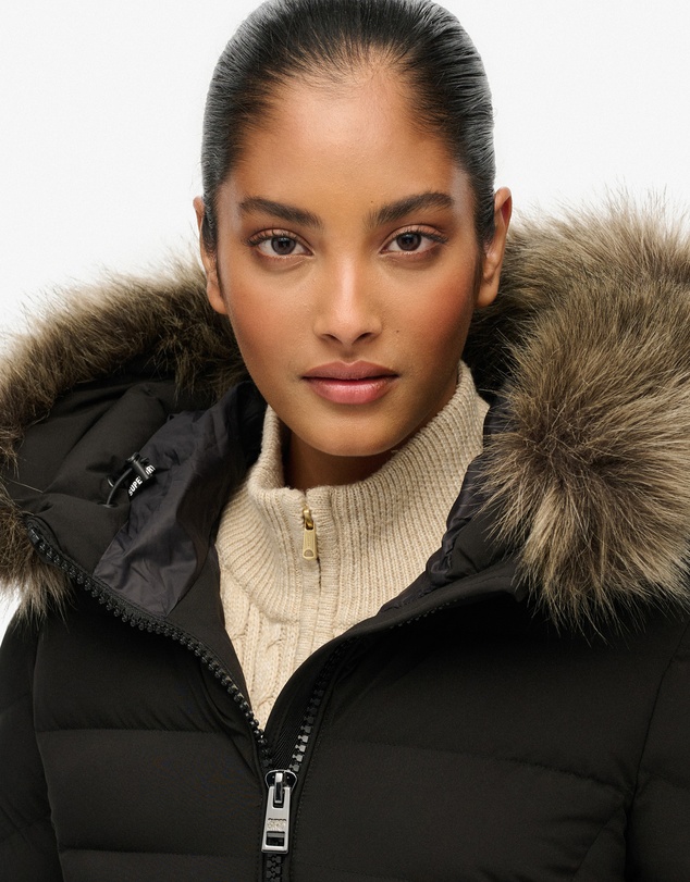 Superdry - Fuji Faux Fur Hooded Longline Slim Fit Jacket