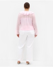 City Chic - Plus size Luscious Sheer Ruffles Top - pout