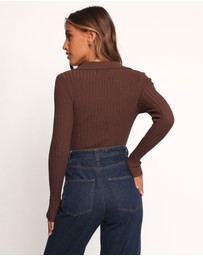 Petal & Pup - Emmerson Long Sleeve Knit Top - Chocolate