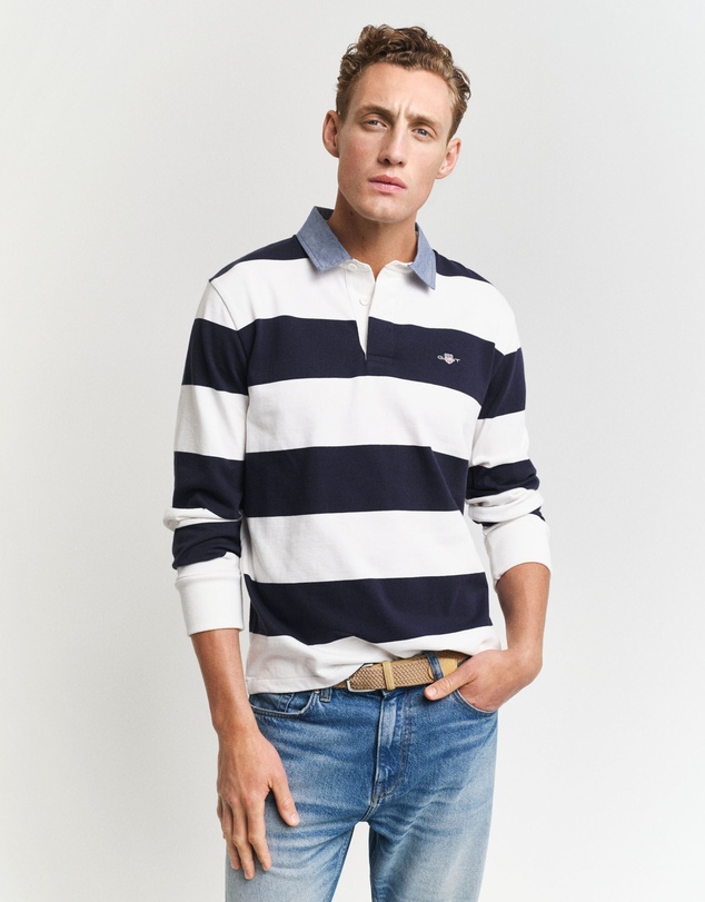 Gant - Chambray Collar Striped Heavy Rugger