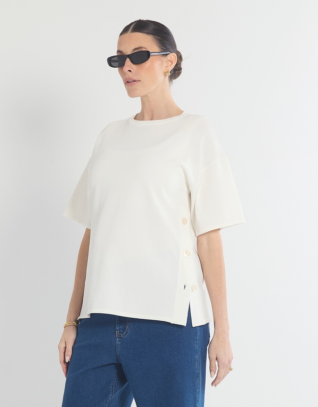 Soon Maternity - Crepe Knit Button Feeding Top