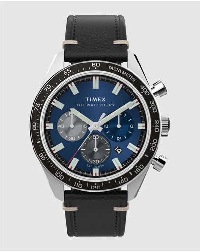 TIMEX - Waterbury Traditional Chronograph 41mm Leather Strap Watch