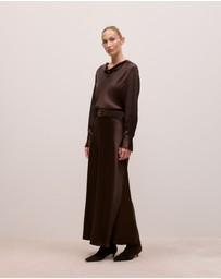 Trenery - Satin Bias Cut Maxi Skirt in Coffee Bean