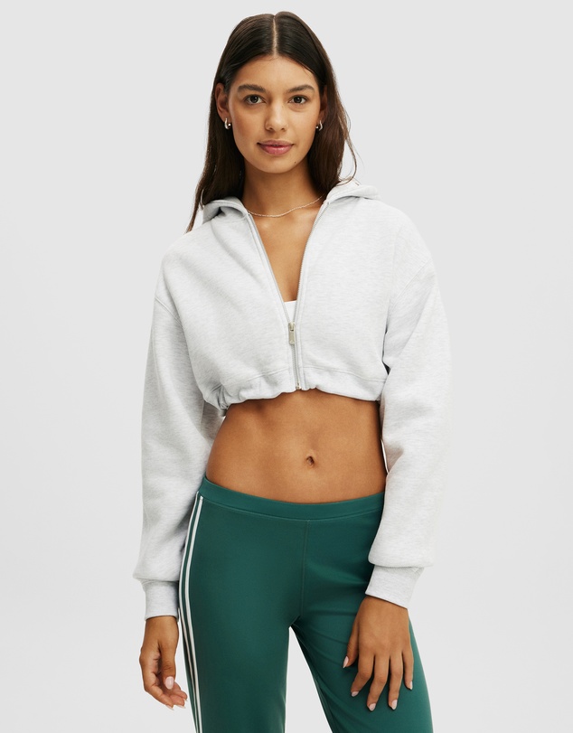 Cotton On Body Active - Plush Micro Cropped Zip Through