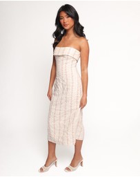 Petal & Pup - Norma Strapless Midi Dress - Pink Floral