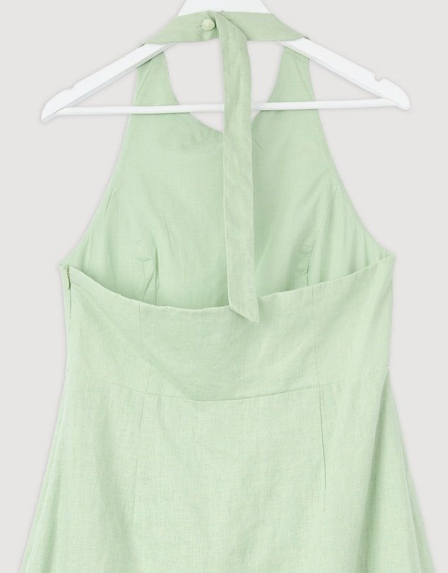 Revibe - Repaired AERE Waverly Halter Linen Midi Dress - AU 12