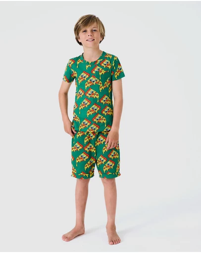 Kip&Co - Mozzarella Organic Cotton Short Sleeve Tee and Shorts Pyjama Set - Kids-Teens