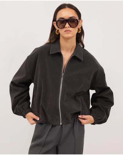 Calli - Hayden Faux Suede Bomber Jacket