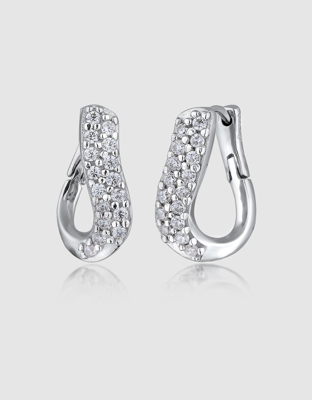 Elli Jewelry - Zirconia Twisted Hoop Earrings in 925 Silver