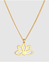 Elli Jewelry - Necklace Lotus Flower Pendant Spiritual in 925 Sterling Silver Gold Plated