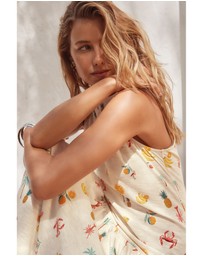 NEXT - Sleeveless Drop Waist 100% Cotton Crew Neck Midi Dress