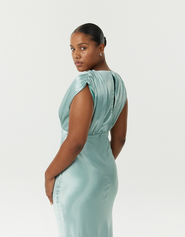 Third Form - Satin Cross Over Gather Dress
