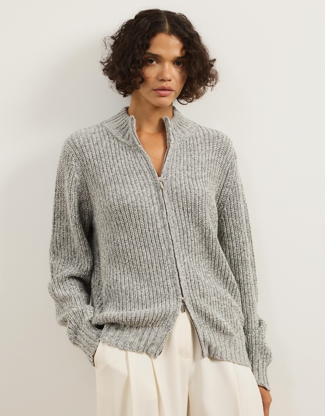 Atmos&Here - Mika Mottled Chunky Knit Zip Jumper