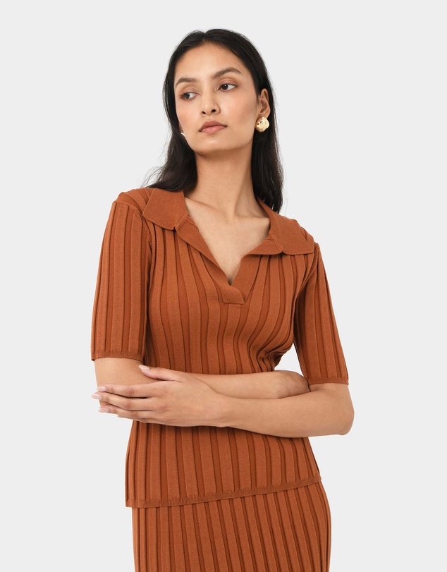 Forcast - Manhattan Polo Knit Top