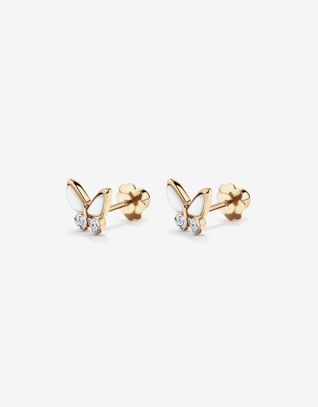 Michael Hill - Children's Mother of Pearl Butterfly Stud Earrings in 10kt Yellow Gold