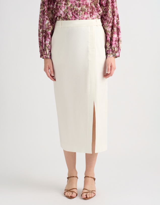 David Lawrence - Janis Linen Blend Column Skirt
