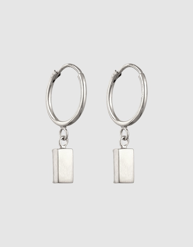 Elli Jewelry - Crystal Rectangle Hoop Earrings in 925 Silver