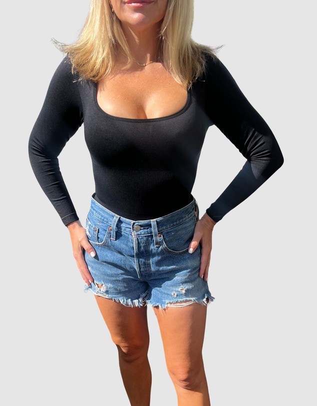 Core Trainer - Long Sleeve Square Neck Sculpting Bodysuit