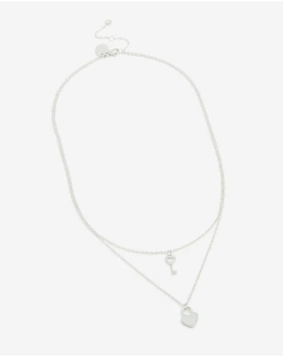 Lovisa - Waterproof Stainless Steel Key & Heart Lock Layered Necklace