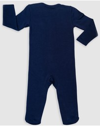 B Free Intimate Apparel - Baby Snap Button Sleepsuit with Booties - 100% Organic Cotton - Navy Koala